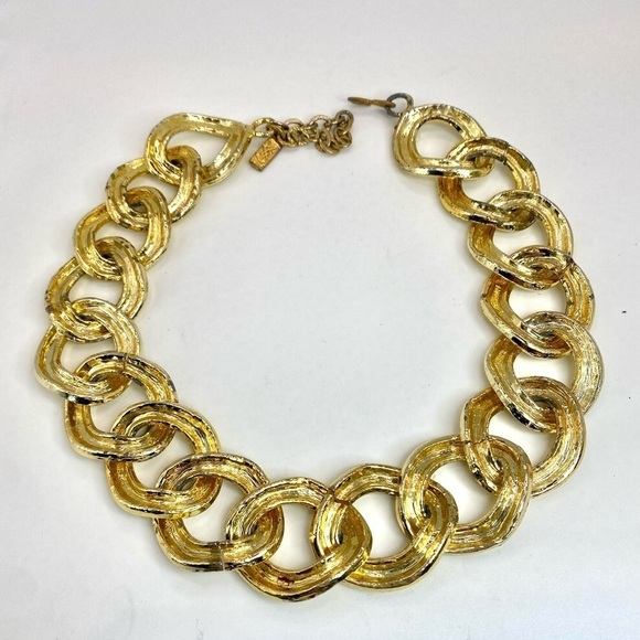 Vintage YSL Yves Saint Laurent Signed Runway Chunky Gold Plated Link Chain - Picture 11 of 11